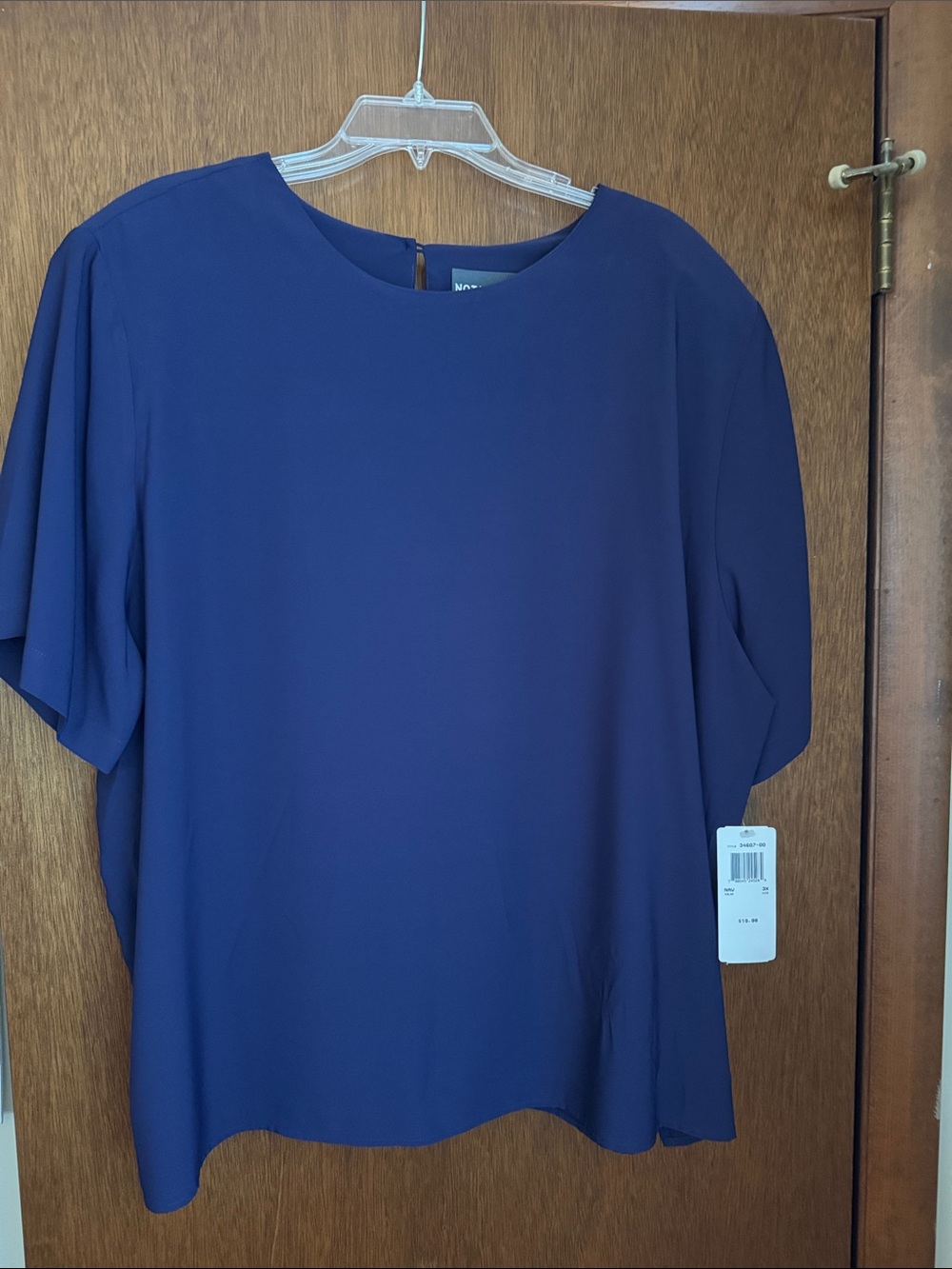 NWT Navy Blue Notations 3X Short-Sleeve Women's Blouse
